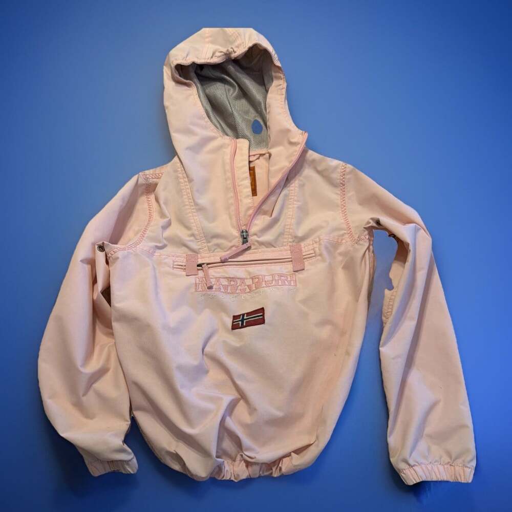 Vintage Rare Napapijri Jacket Kids Size 8 Outdoor Side Zipper For Easy On & Off